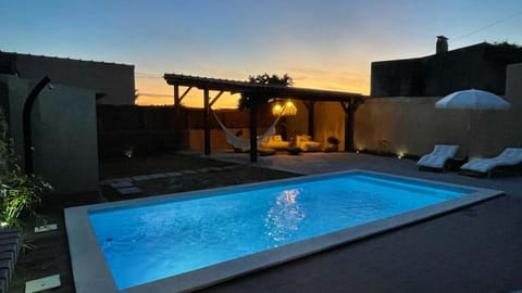 Pool view, Swimming pool, Sunset, sunbed