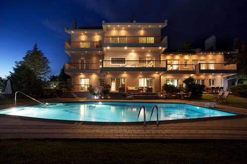 Property building, Night, Pool view, Swimming pool