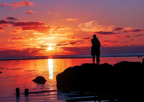 People, Natural landscape, Beach, Sunset