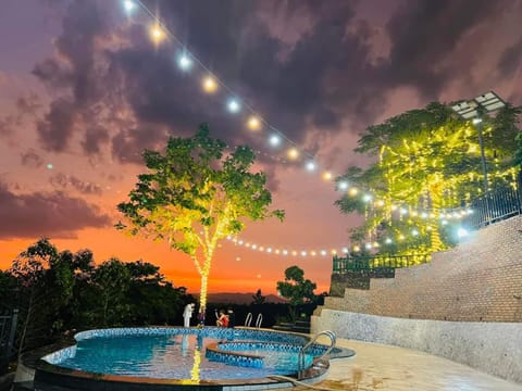 Night, Pool view, Swimming pool