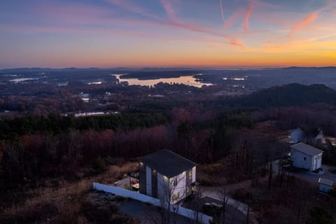 Natural landscape, Bird's eye view, Lake view, Mountain view, Sunrise