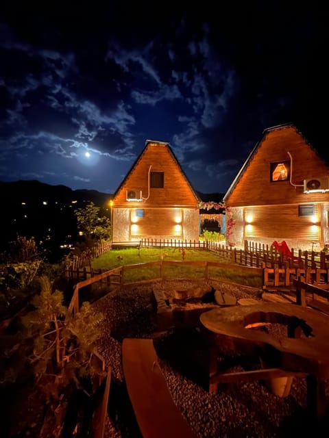 Property building, Night, Garden, Garden view