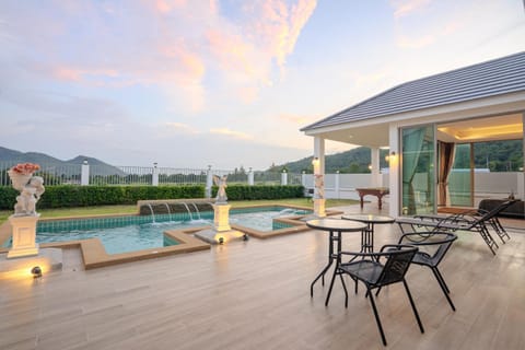 Patio, Day, Natural landscape, Dining area, Mountain view, Pool view, Swimming pool, sunbed