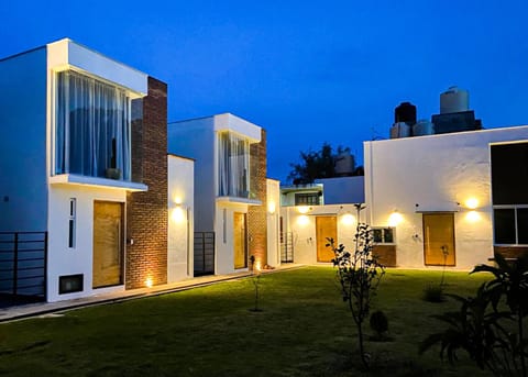 Property building, Night, Garden, Garden view