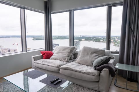 Natural landscape, View (from property/room), Living room, Seating area, Sea view