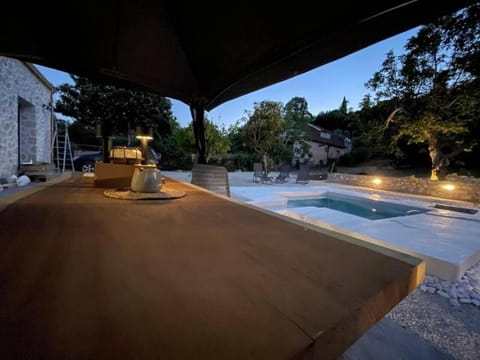 Night, Pool view, Swimming pool