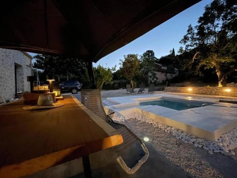 Night, Pool view, Swimming pool