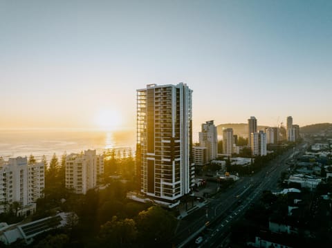 Property building, Natural landscape, Bird's eye view, Sea view, Sunset