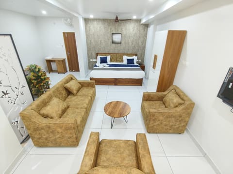 Bed, TV and multimedia, Coffee/tea facilities, Living room, fireplace, towels, wardrobe, air conditioner