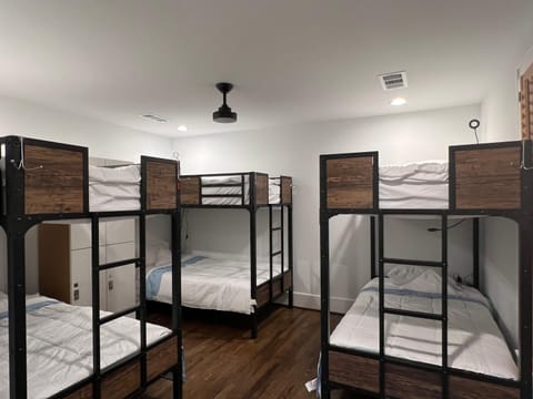 Bed, Bedroom, bunk bed, locker, towels