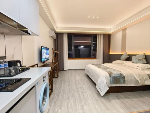 Bed, Kitchen or kitchenette, Photo of the whole room, Bedroom, oven, stove