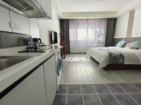 Bed, TV and multimedia, Kitchen or kitchenette, Photo of the whole room, Bedroom