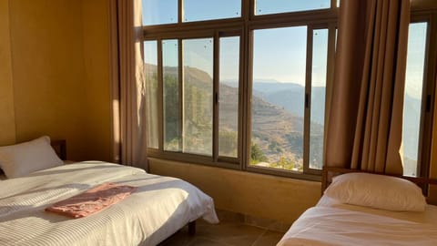 Bed, Natural landscape, Bedroom, Mountain view