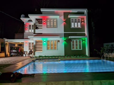 Property building, Night, Pool view, Swimming pool