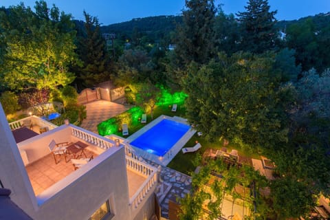 Night, Natural landscape, Bird's eye view, Pool view