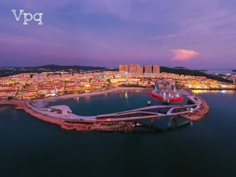 Night, Natural landscape, Bird's eye view, Sea view