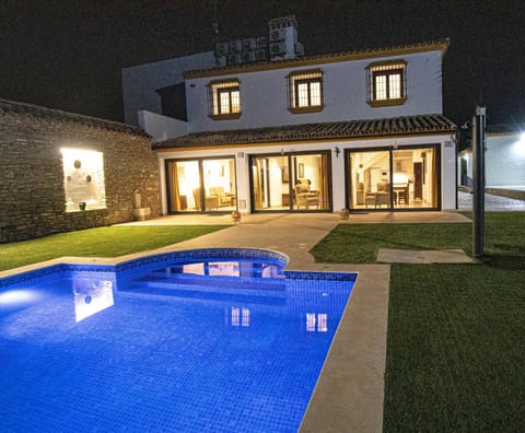 Property building, Night, Pool view, Swimming pool