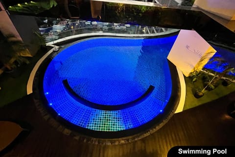 Night, Pool view, Swimming pool