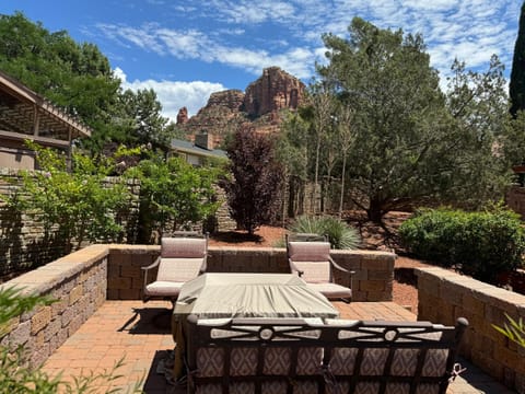 Patio, Natural landscape, View (from property/room), Seating area, Mountain view