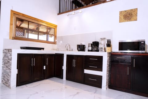 Kitchen or kitchenette, minibar, stove