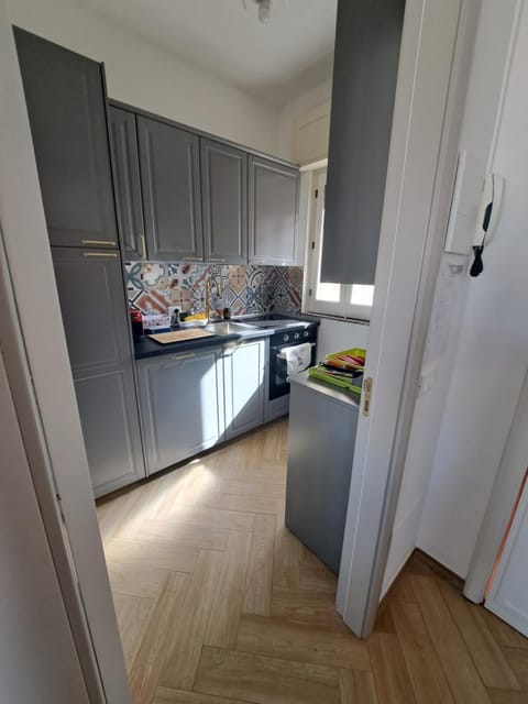 Kitchen or kitchenette, dishwasher, oven, stove