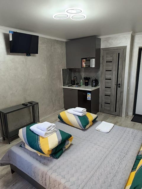 Bed, TV and multimedia, Kitchen or kitchenette, Photo of the whole room, minibar, towels, wardrobe