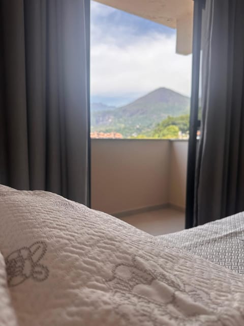 Bed, Natural landscape, Bedroom, Mountain view