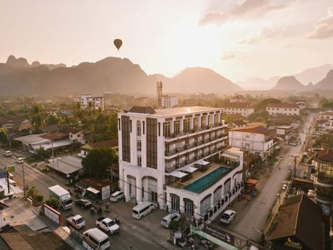 Bird's eye view, City view, Sunset