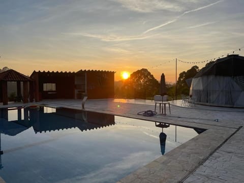 Natural landscape, Pool view, Swimming pool, Sunset