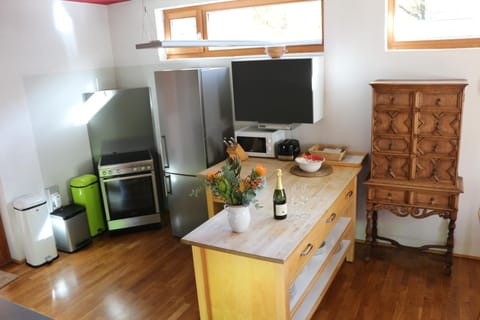 Kitchen or kitchenette, oven, stove