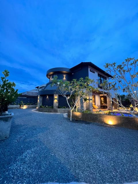 Property building, Night, Garden, Garden view