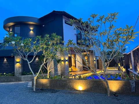 Property building, Night, Garden, Garden view