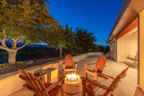 Property building, Patio, Night, View (from property/room), Balcony/Terrace, Seating area