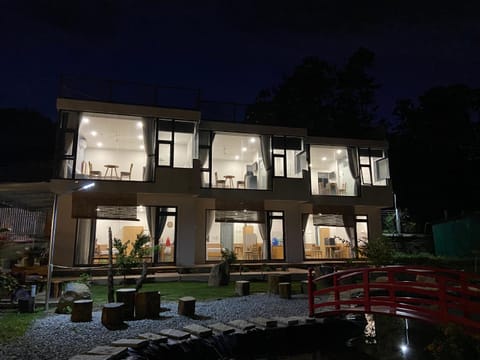 Property building, Night, Garden, Garden view