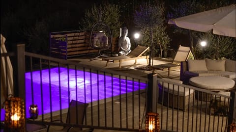 Night, Natural landscape, Pool view, Swimming pool, Swimming pool, sunbed