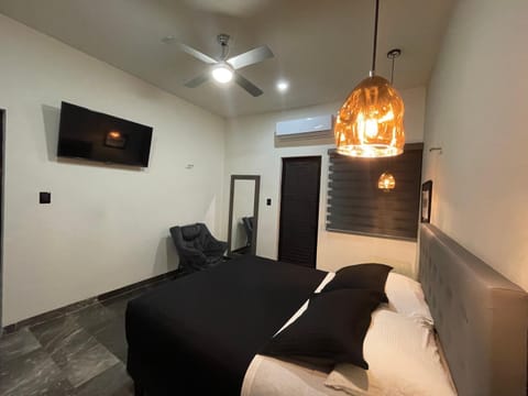 Bed, TV and multimedia, Bedroom, fireplace, air conditioner