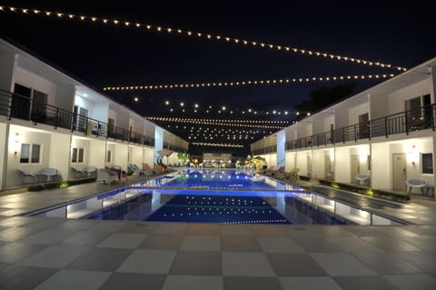 Property building, Night, Pool view, Swimming pool