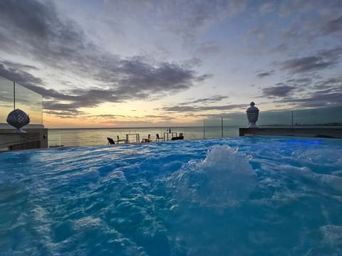 Nearby landmark, Natural landscape, Pool view, Sea view, Swimming pool, Sunset