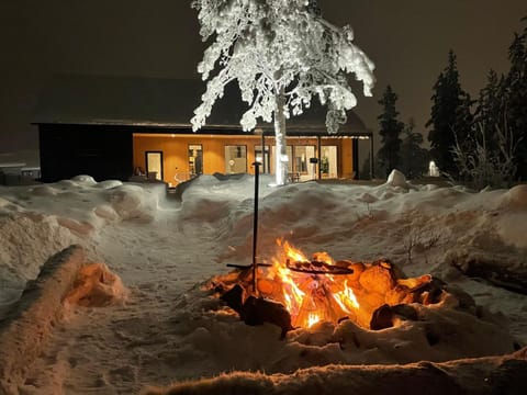 Property building, Night, Winter