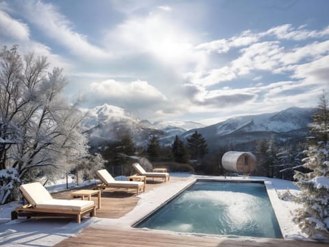 Day, Natural landscape, Winter, Mountain view, Pool view, Swimming pool, sunbed