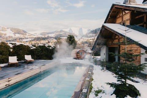 Winter, View (from property/room), Mountain view, Swimming pool