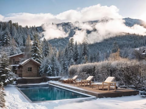 Day, Natural landscape, Winter, Mountain view, Pool view, Swimming pool, sunbed