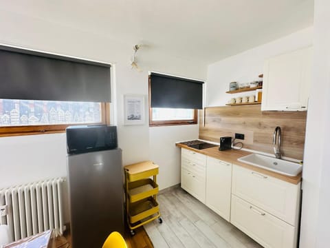 Kitchen or kitchenette, minibar, stove