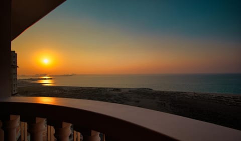 View (from property/room), Balcony/Terrace, Beach, Sea view, Sunset