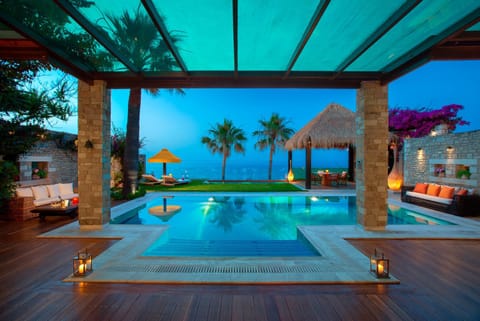 Night, Pool view, Swimming pool