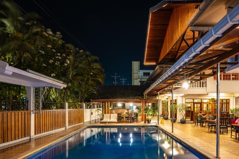 Property building, Night, Pool view, Swimming pool