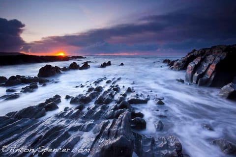 Beach, Sea view, Sunset