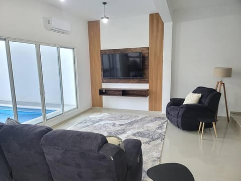 Living room, Pool view