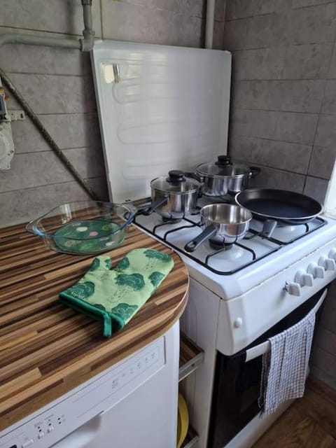 Kitchen or kitchenette, stove