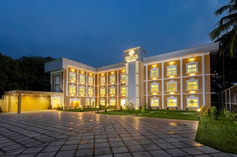 Property building, Night, Garden, Garden view